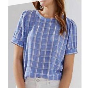 Loft Windowpane Short Sleeve Blouse
